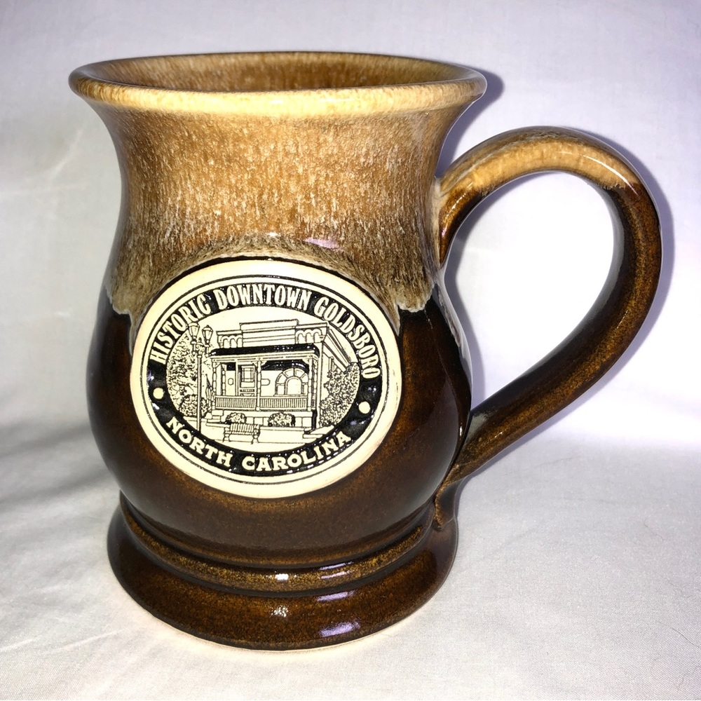 Grey Fox Pottery Stoneware Advertising Mug Goldsboro North Carolina Like Deneen